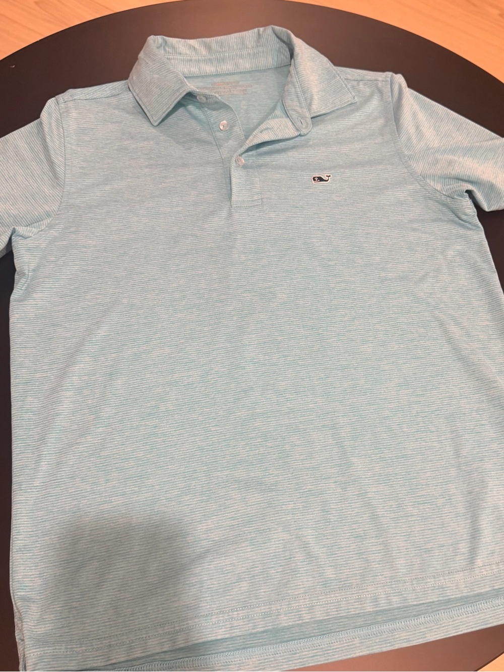 Boys Light Blue Polo Shirt with Subtle Stripe - Vineyard Vines